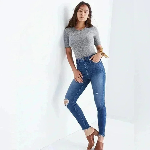 Madewell Curvy High-Rise Skinny Jeans: Drop Step-Hem Edition Size 27 - Picture 1 of 7